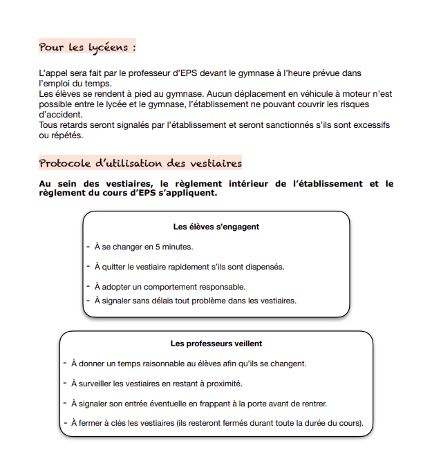 Règlement EPS collège 2